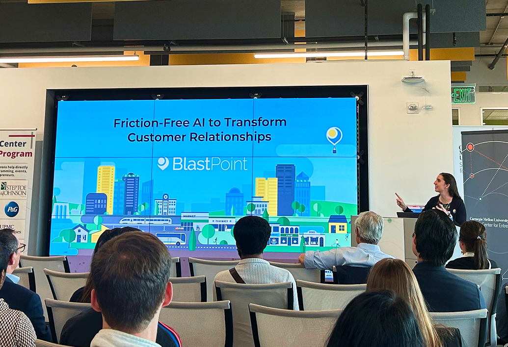 Alison Alvarez presenting to the BlastPoint team